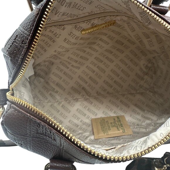 Steve Madden 10" x 7" x 5.5"  Embossed Brown Shoulder/Crossbody Bag - Picture 7 of 8